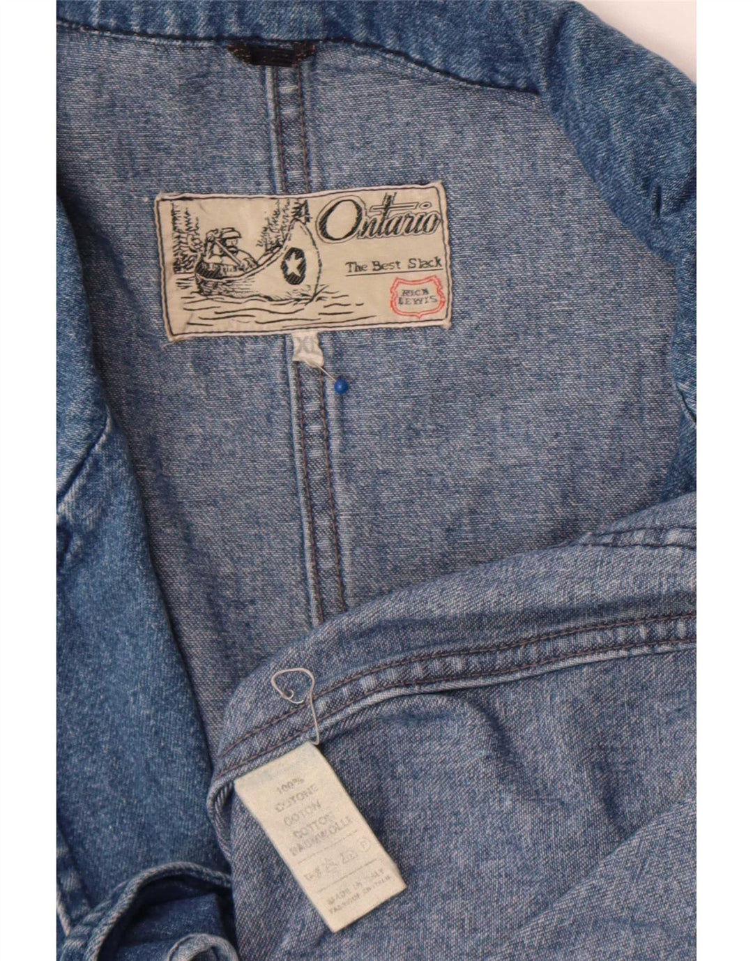 Jachetă Ontario pentru bărbați din denim cu 2 nasturi, UK 42 XL, bumbac albastru
