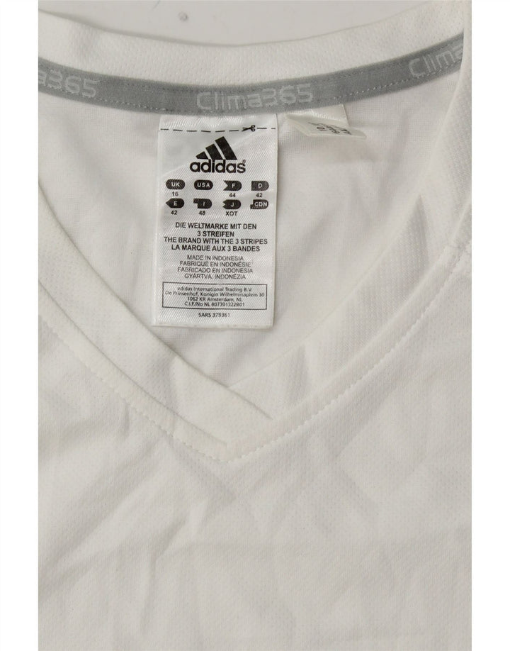 Tricou ADIDAS Clima 365 pentru femei UK 16, mare, alb, bloc de culoare