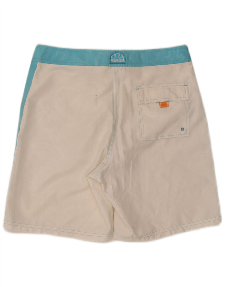 Sundek Pantaloni scurți de înot pentru bărbați, poliester floral alb mediu