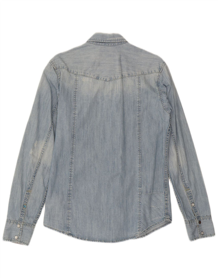 Cămașă Tommy Hilfiger pentru bărbați din denim mic, albastru, bumbac