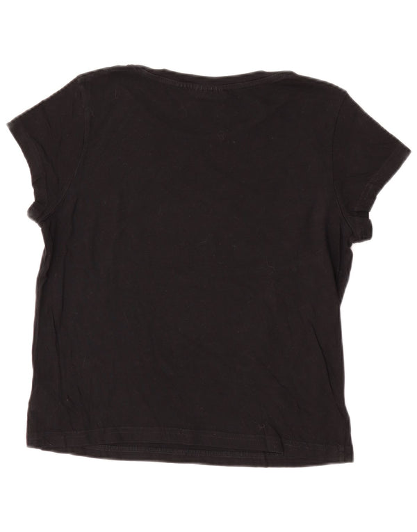 Tricou ieftin pentru femei Monday Crop Graphic Top UK 12 Medium Black Bumbac