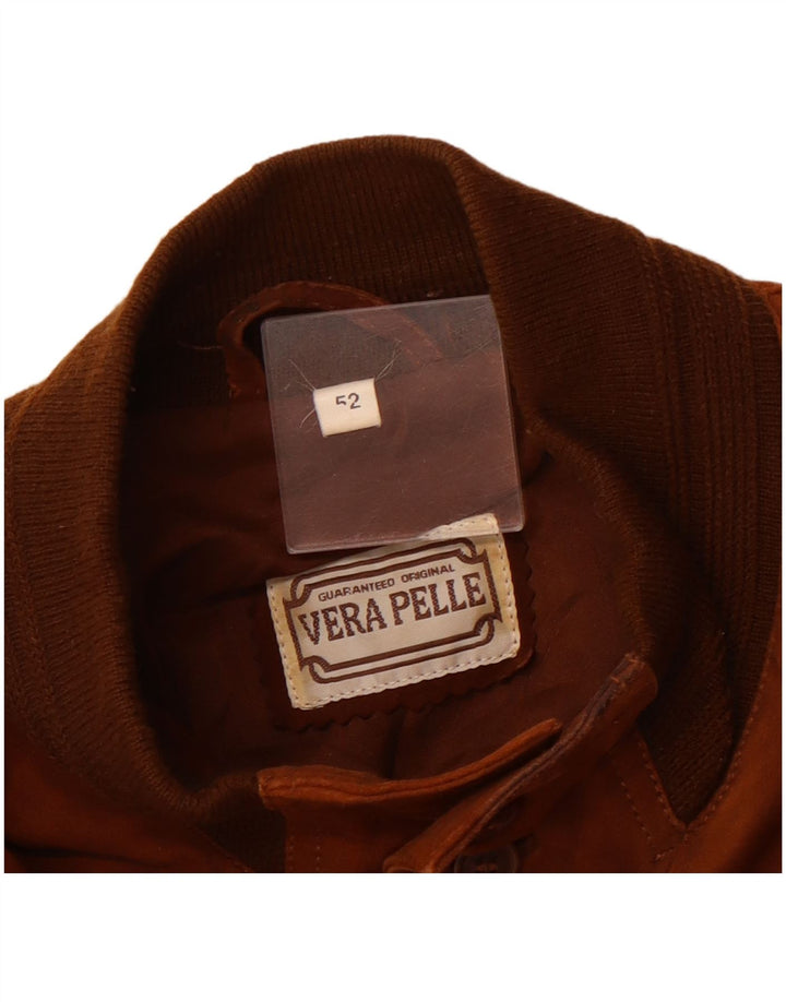 Bomber VINTAGE pentru bărbați din piele intoarsa IT 52 XL din piele maro