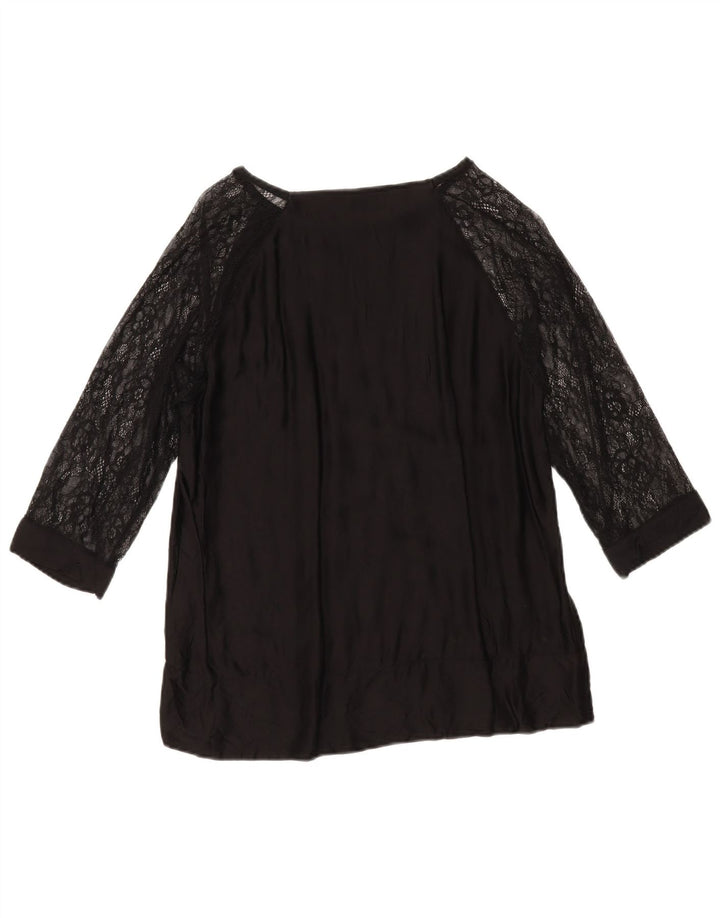 Top femei Zara cu mâneci 3/4 UK 16 mare, negru, viscoză