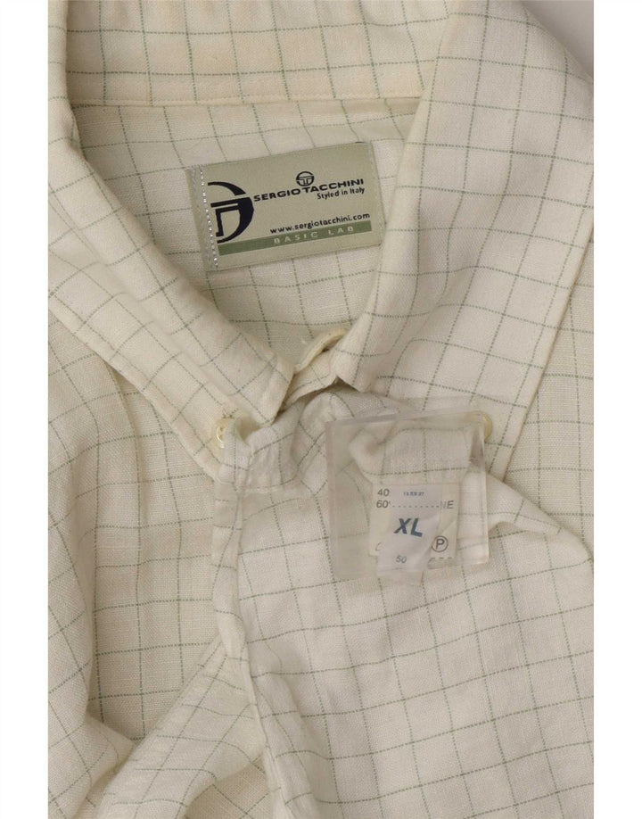 Cămașă pentru bărbați Sergio Tacchini XL, alb, in carouri
