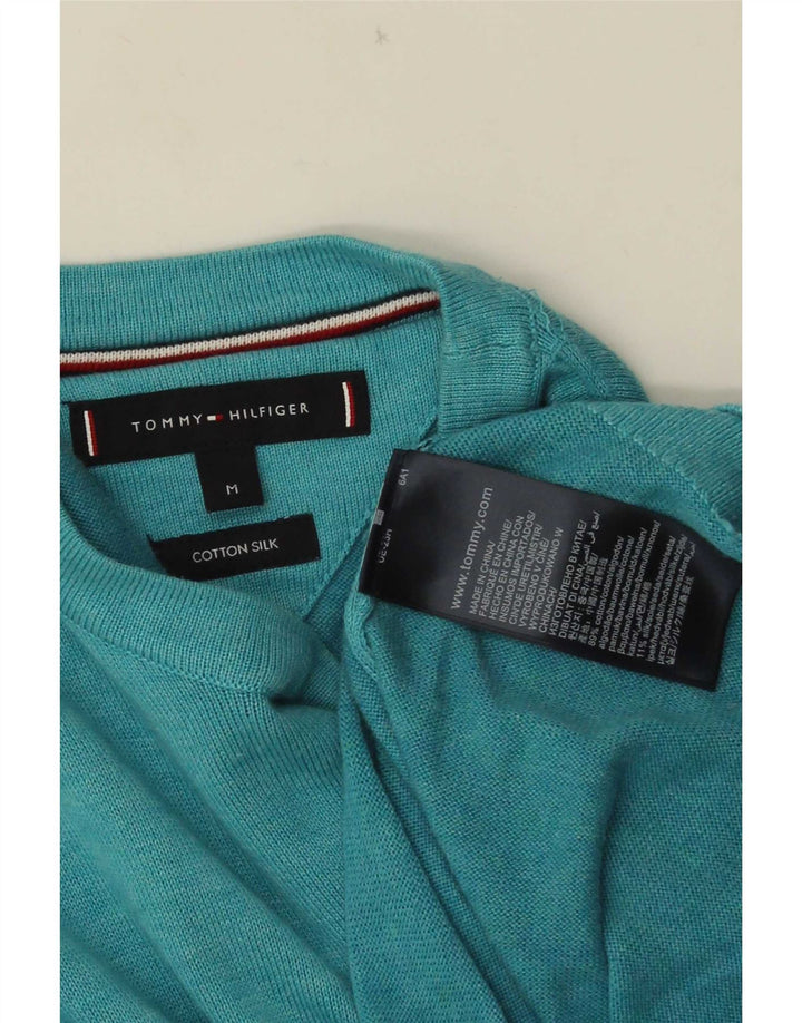 Pulover Tommy Hilfiger pentru bărbați, cu gât crew, bumbac turcoaz mediu
