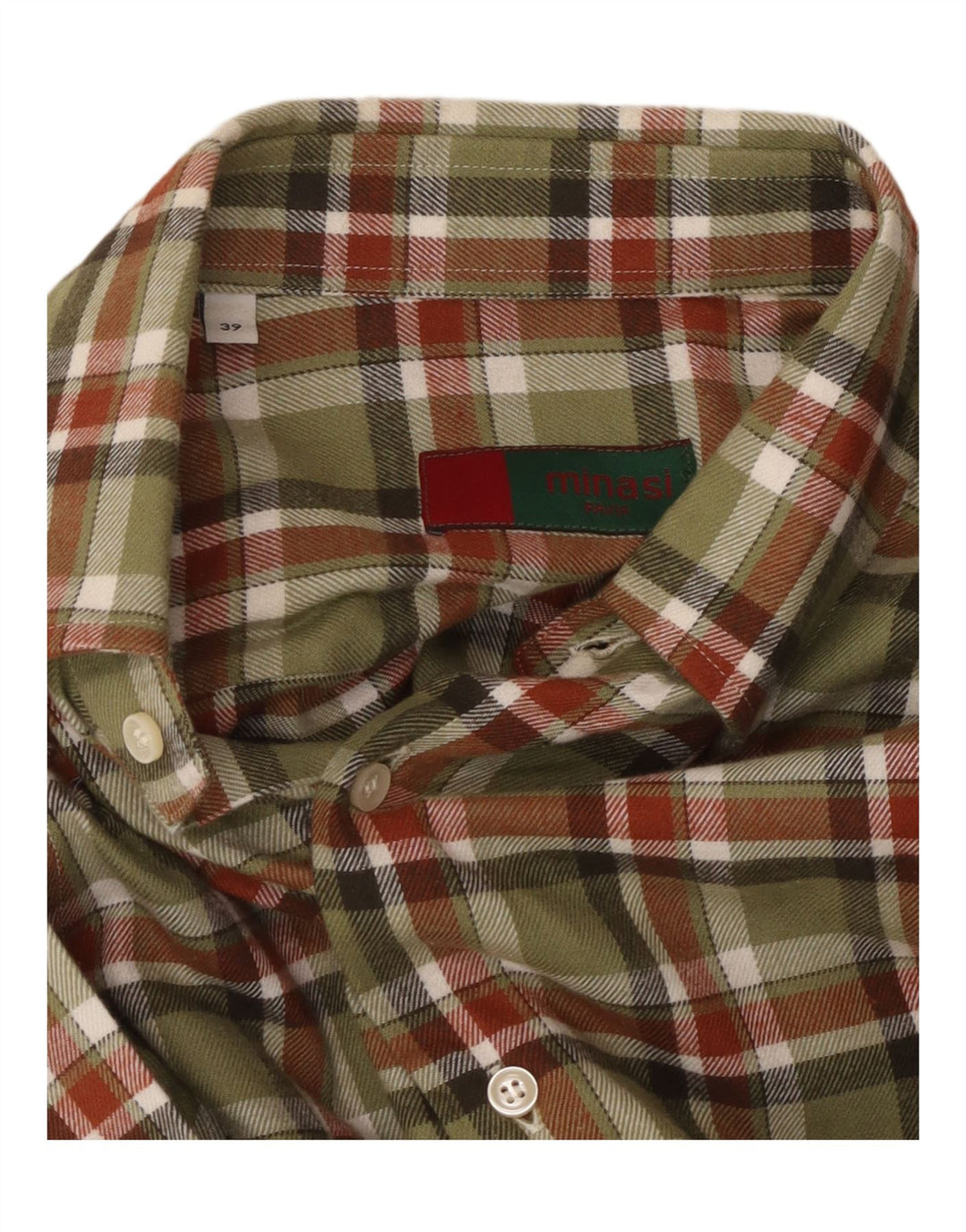 Cămașă de flanel pentru bărbați VINTAGE Mărimea 39 Medium Kaki Check