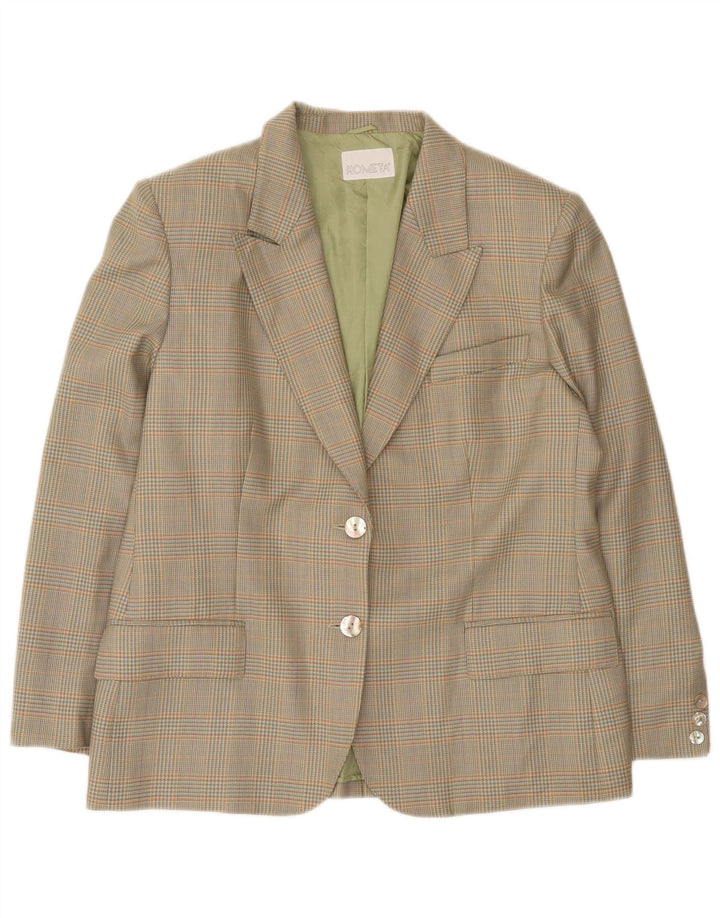 Jachetă vintage pentru femei cu 2 nasturi IT 45 Lână mare gri Houndstooth