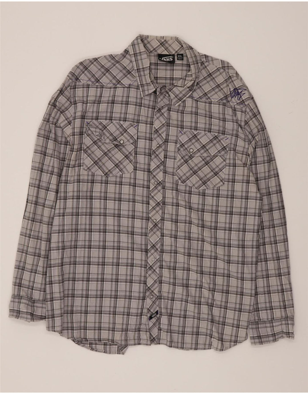 Cămașă Vans pentru bărbați 2XL, bumbac cu carouri gri