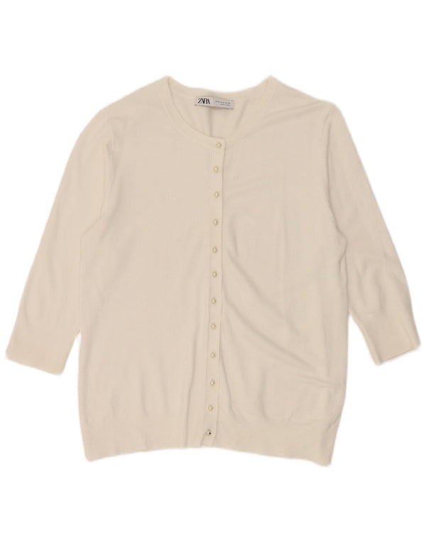 Pulover cardigan Zara pentru femei cu mâneci 3/4 UK 18 XL Alb