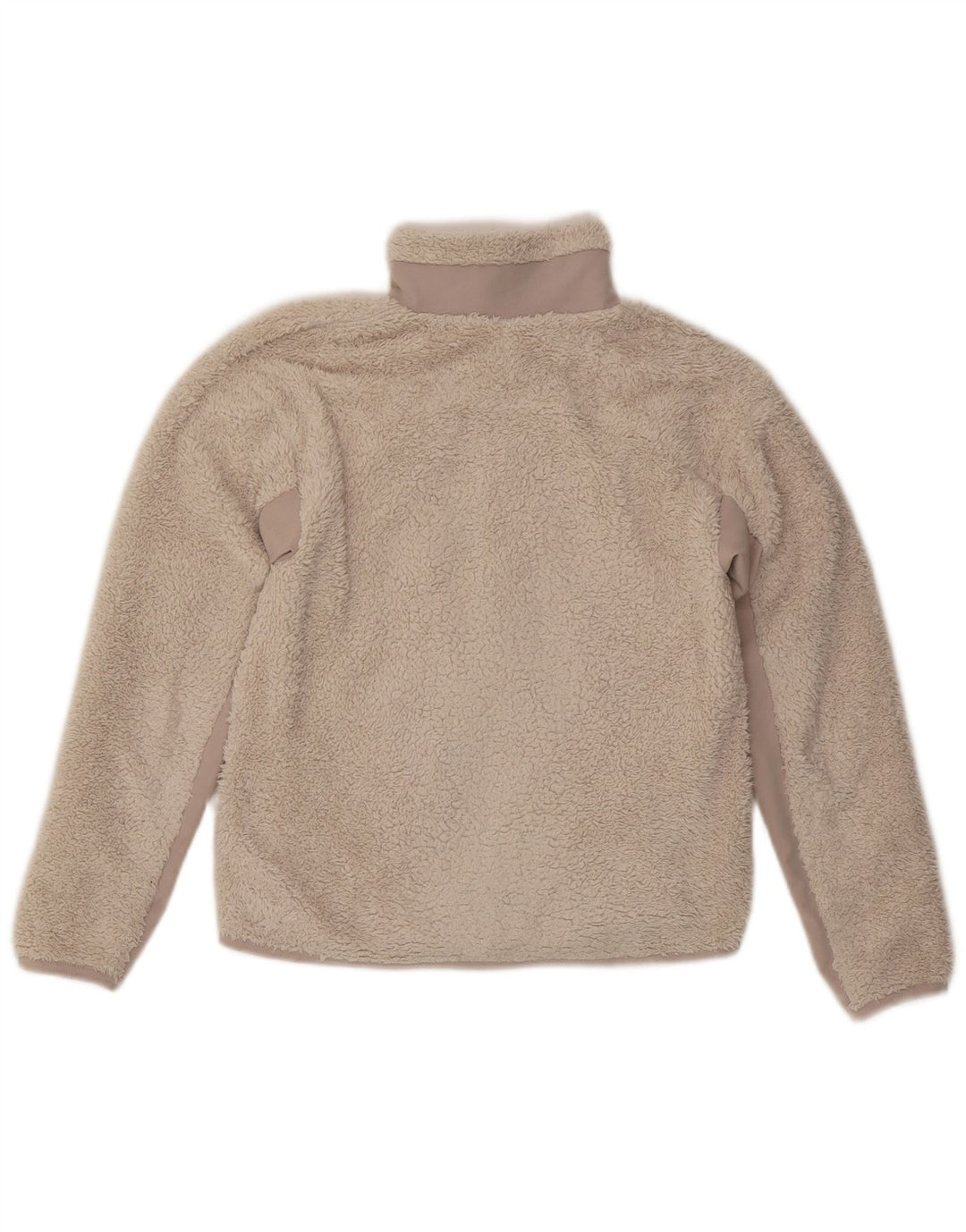 Jachetă Fleece supradimensionată NIKE pentru femei UK 6 XS Bej Poliester color bloc