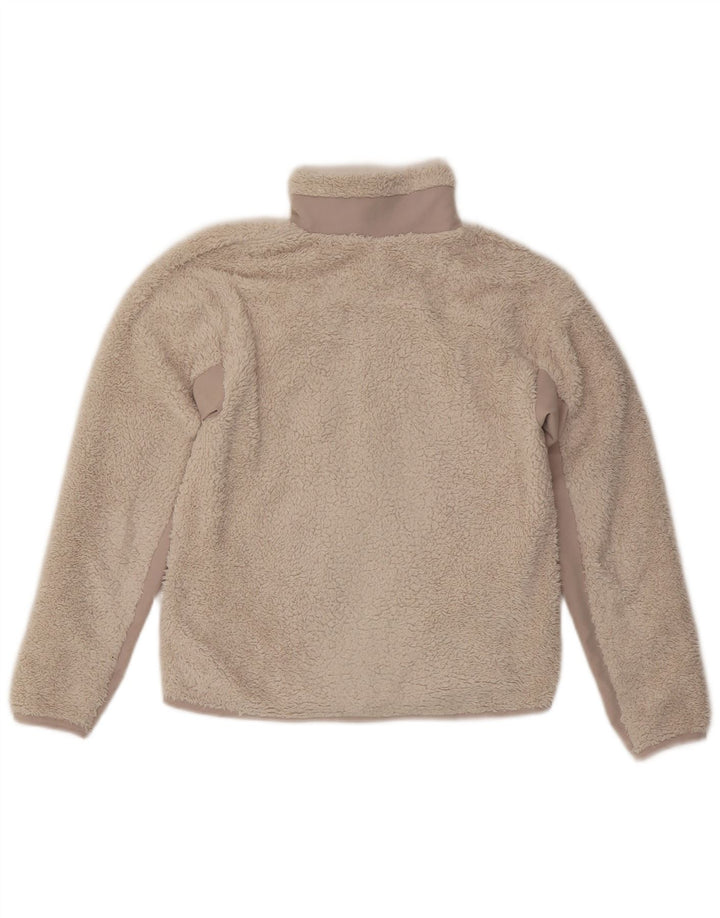 Jachetă Fleece supradimensionată NIKE pentru femei UK 6 XS Bej Poliester color bloc