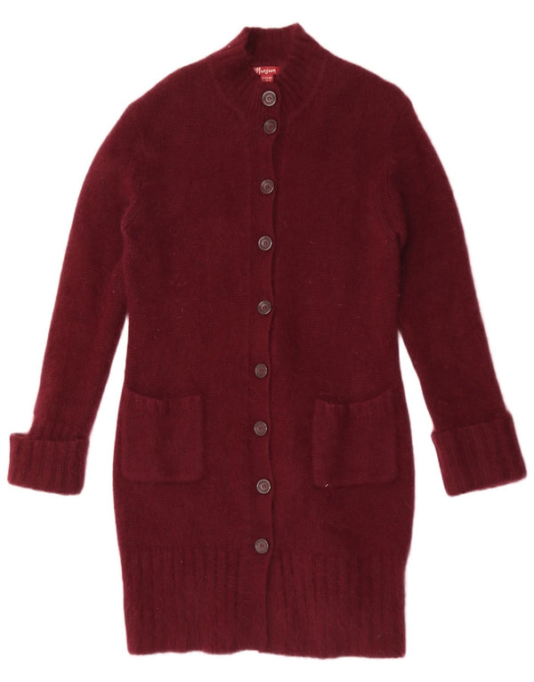 Pulover cardigan cu paragate Monsoon pentru femei UK 16 Lână de miel burgundy mare