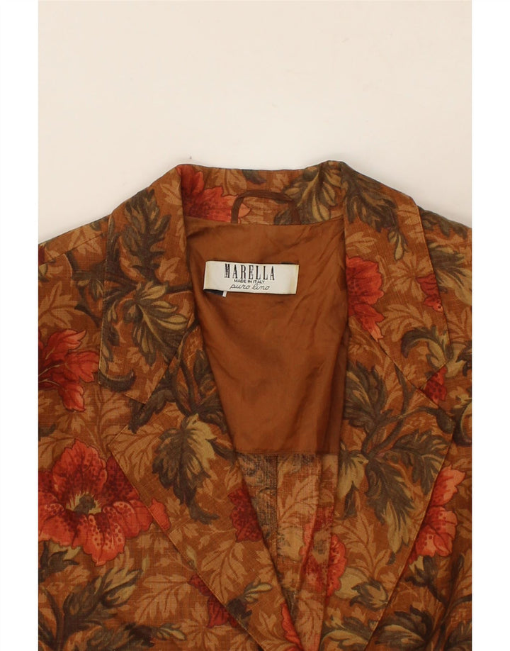 MARELLA Womens 1 Button Short Sleeve Blazer Jacket UK 14 Medium Brown Vintage Marella and Second-Hand Marella from Messina Hembry 