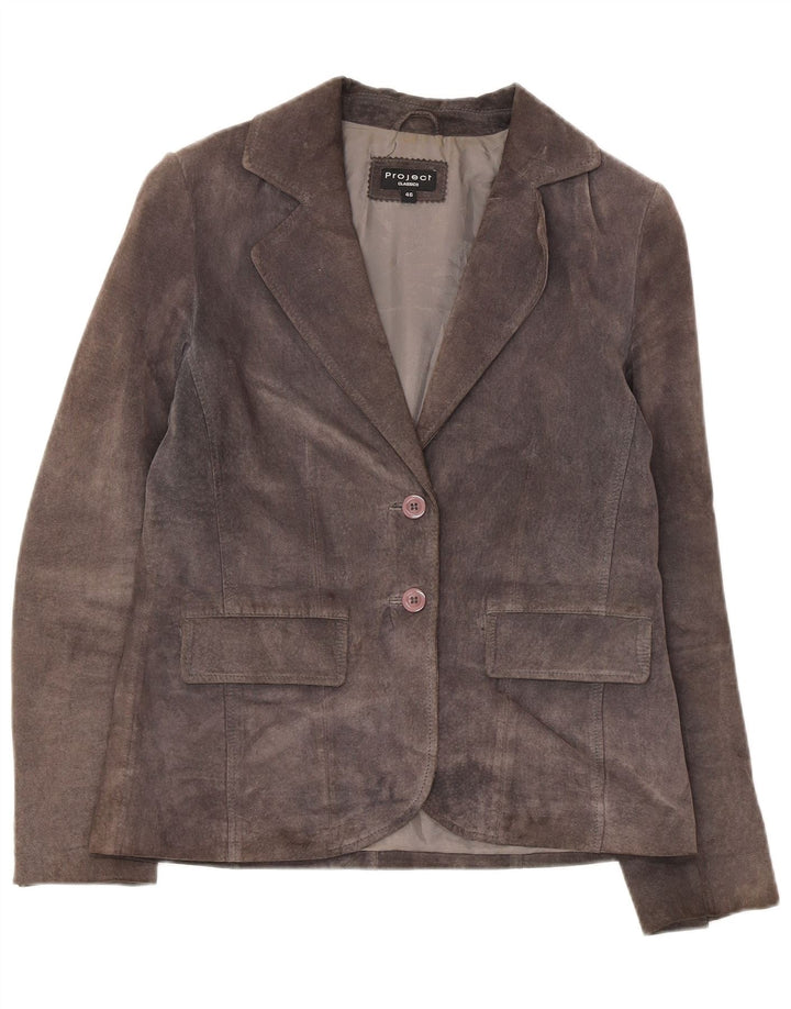 Project Womens 2 Buttons Suede Blazer Jacket IT 46 Large Grey Piele