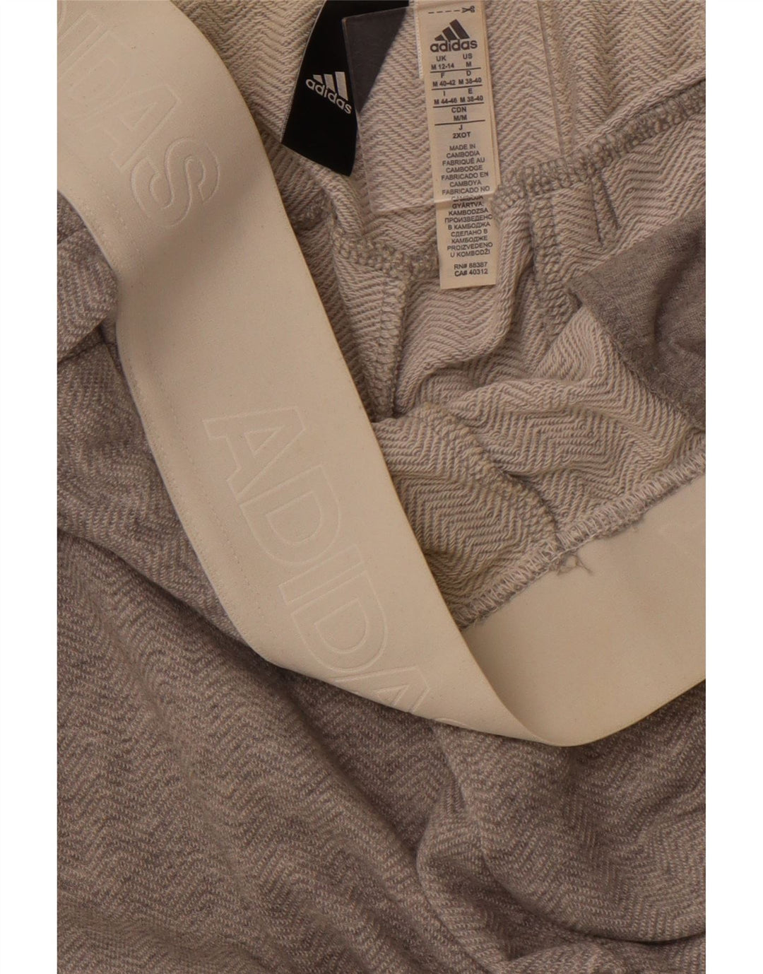 Pantaloni de trening grafic ADIDAS pentru femei UK 12/14 Medium Gri Chevron