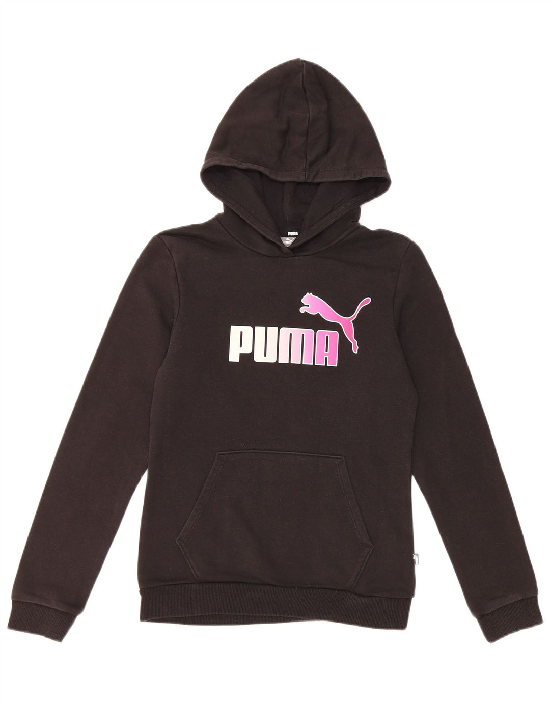 Pulover pentru fete PUMA Graphic Hoodie 13-14 ani, bumbac negru