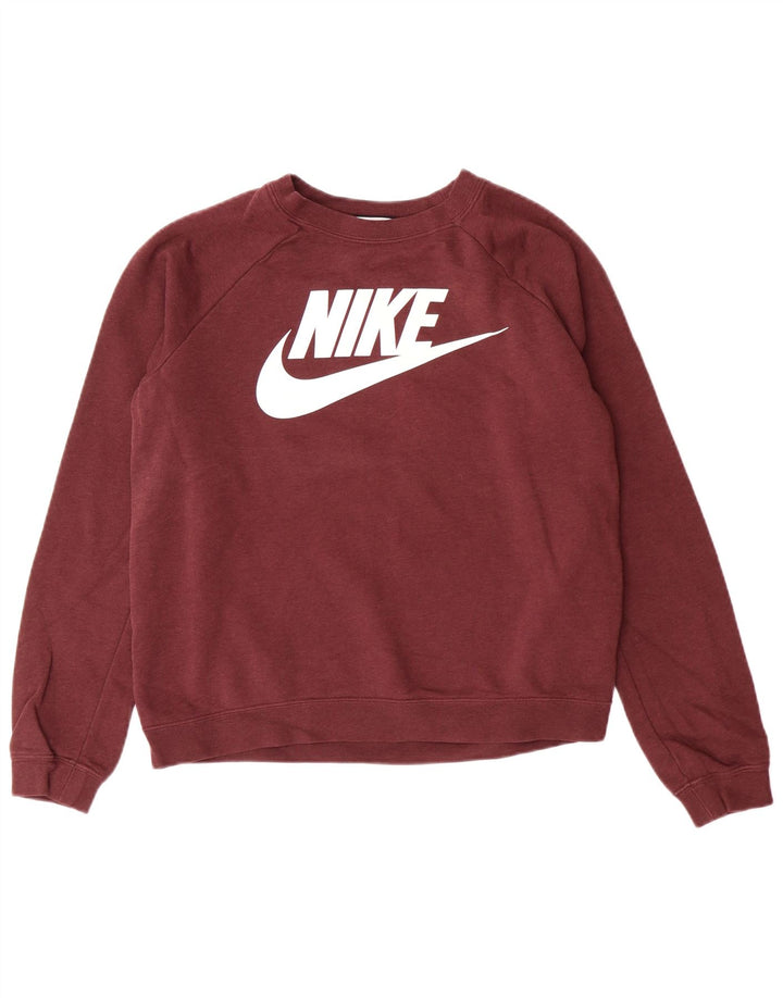 Pulover pentru femei Nike Crop Graphic Pulover UK 10 Bumbac Burgundy mic