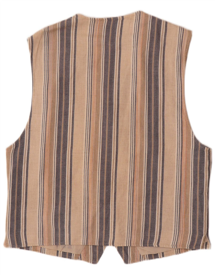 Vestă vintage bărbătească mare, bej, cu dungi din bumbac