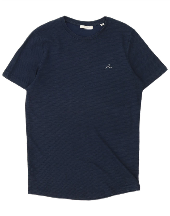 Tricou Jack & Jones pentru bărbați Top mediu din bumbac cu pete albastru bleumarin