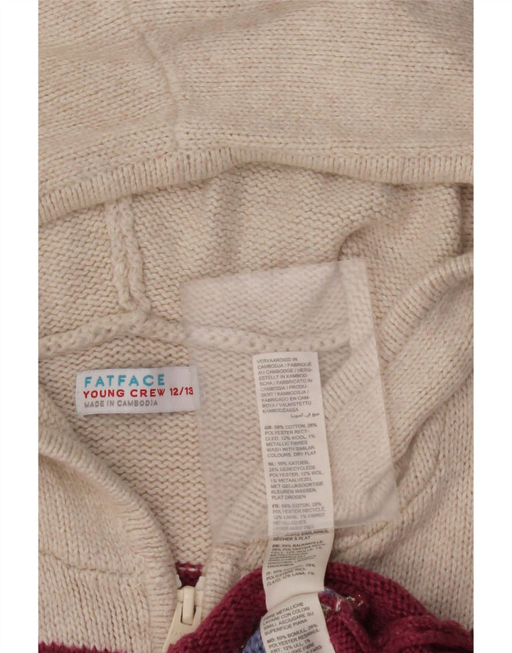 Pulover cardigan cu glugă pentru fete FAT FACE 12-13 ani, cu dungi multicolore