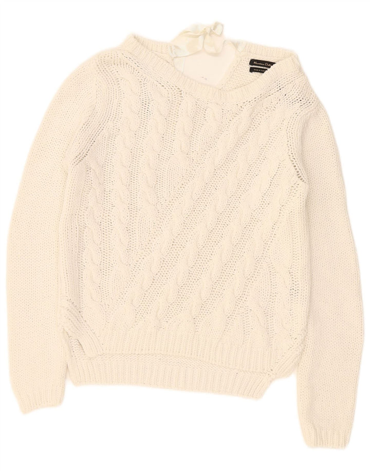 Pulover pentru femei Massimo Dutti cu gâtul cu barca UK 14 Medium White