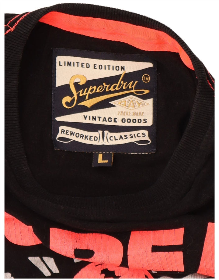 Tricou grafic pentru bărbați SUPERDRY Top mare din bumbac negru