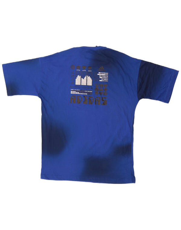 Tricou grafic pentru băieți Adidas Top 13-14 ani Bumbac cu vopsea cravată albastru