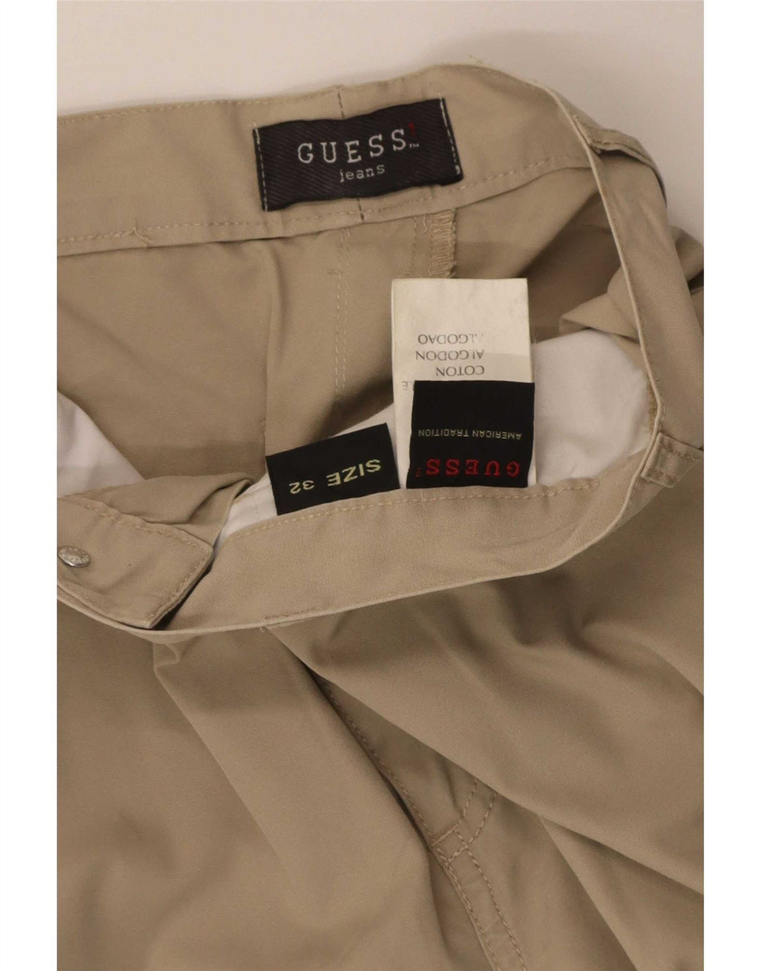 Guess Pantaloni Cargo Drepți L32 L30 Bej Bumbac