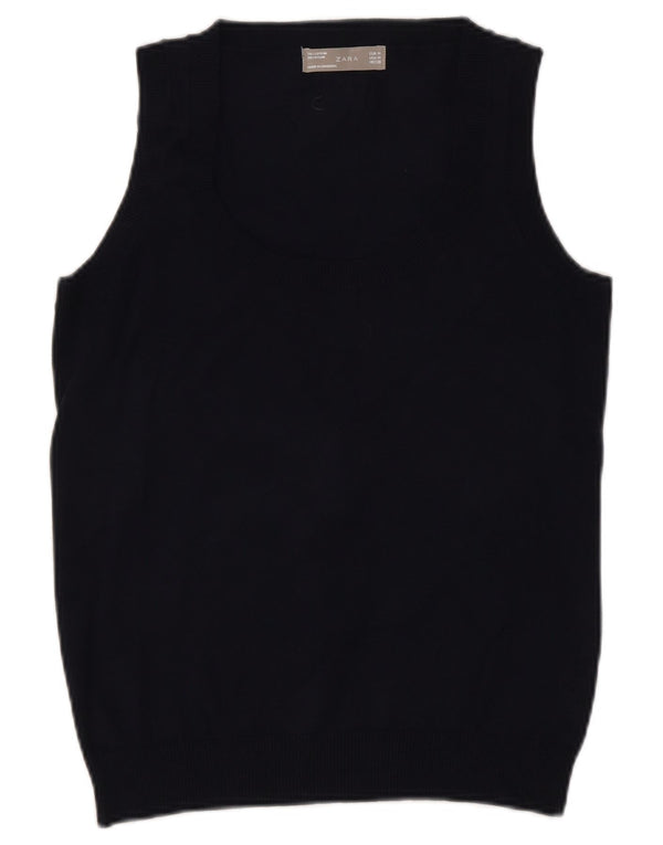 Zara Womens Vest Tank Top UK 12 Medium Negru
