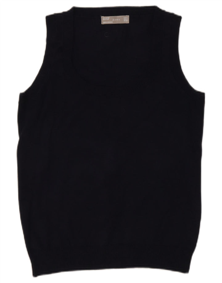Zara Womens Vest Tank Top UK 12 Medium Negru