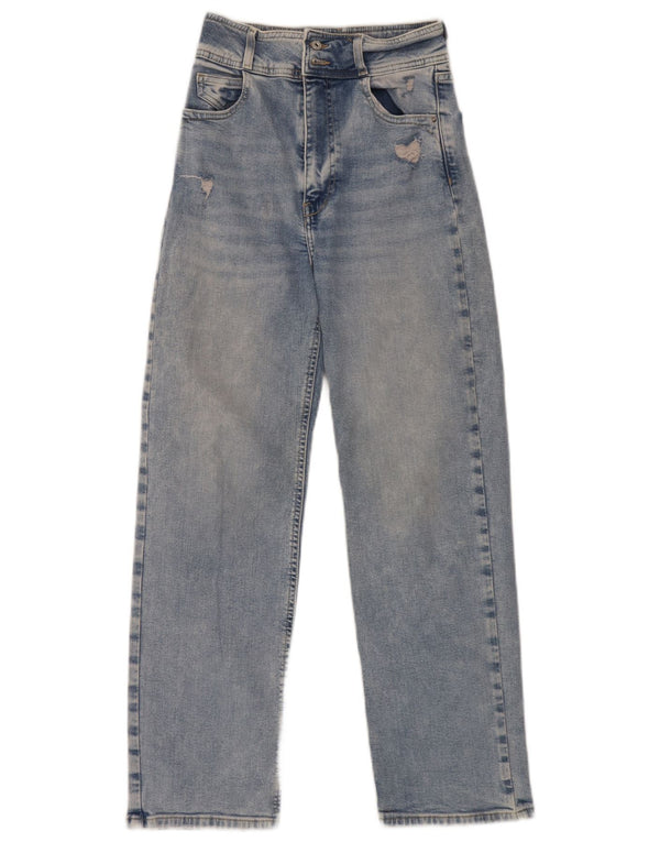 Blugi drepti pentru femei cu talie înaltă Zara EU 34 2XS L24 L27 Bumbac albastru