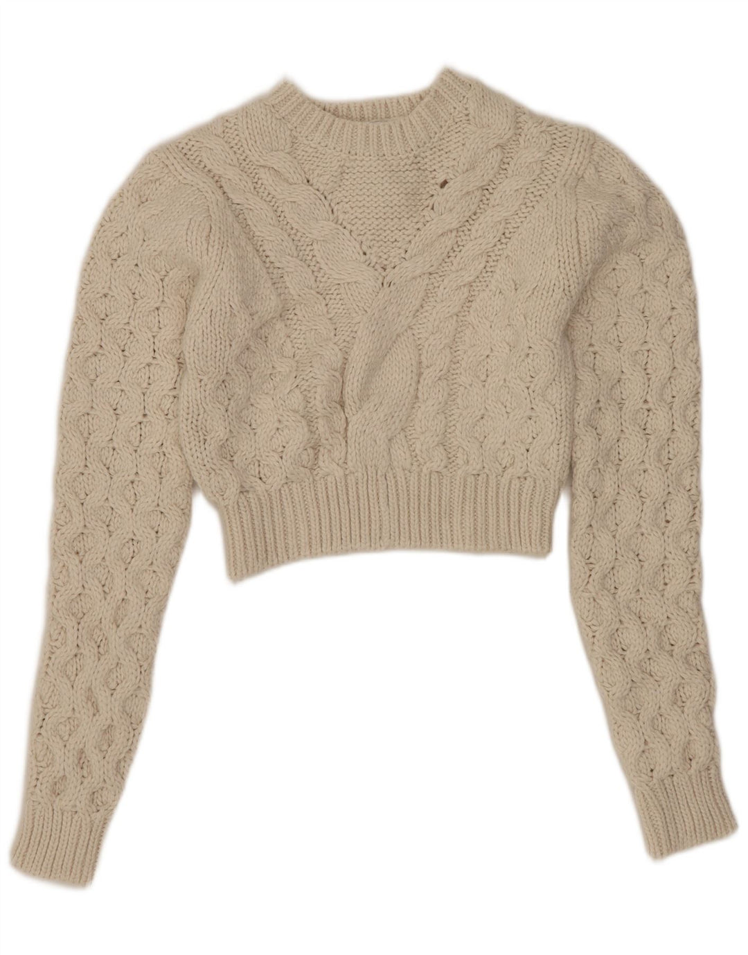 Pulover pentru femei Zara Crop Crew Gate UK 10 Poliester alb mic