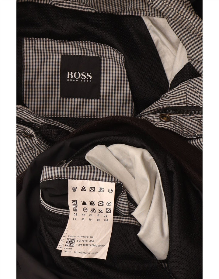 Jachetă bomber cu glugă pentru bărbați Hugo Boss EU 50, mare, poliester vichy negru