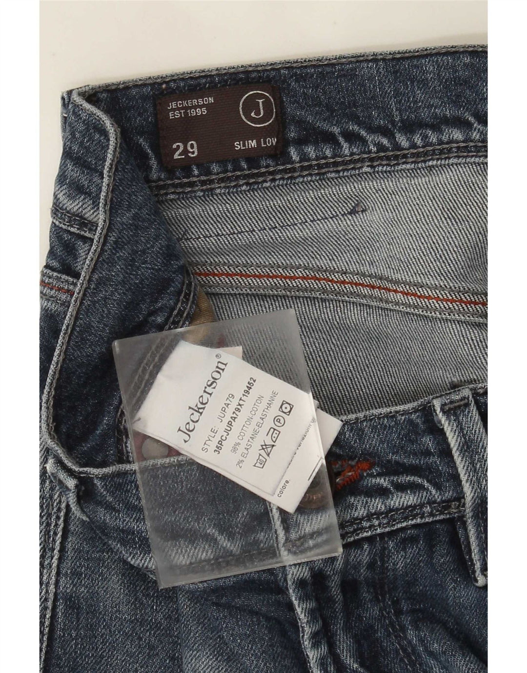Blugi Jeckerson pentru femei, învechiți, subțiri, W29 L31, bumbac albastru