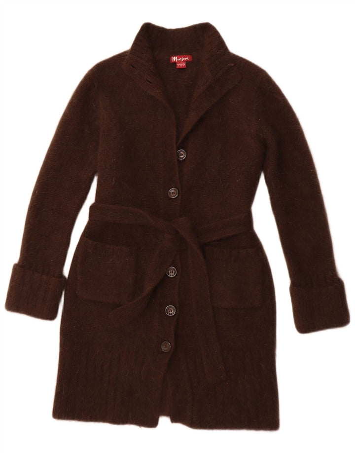 MONSOON Pulover cardigan cu paragate pentru femei UK 12 Medium Brown Lambswool