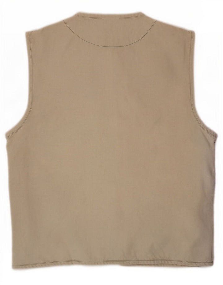 Gilet utilitar vintage pentru femei UK 14 Medium Beige Bumbac