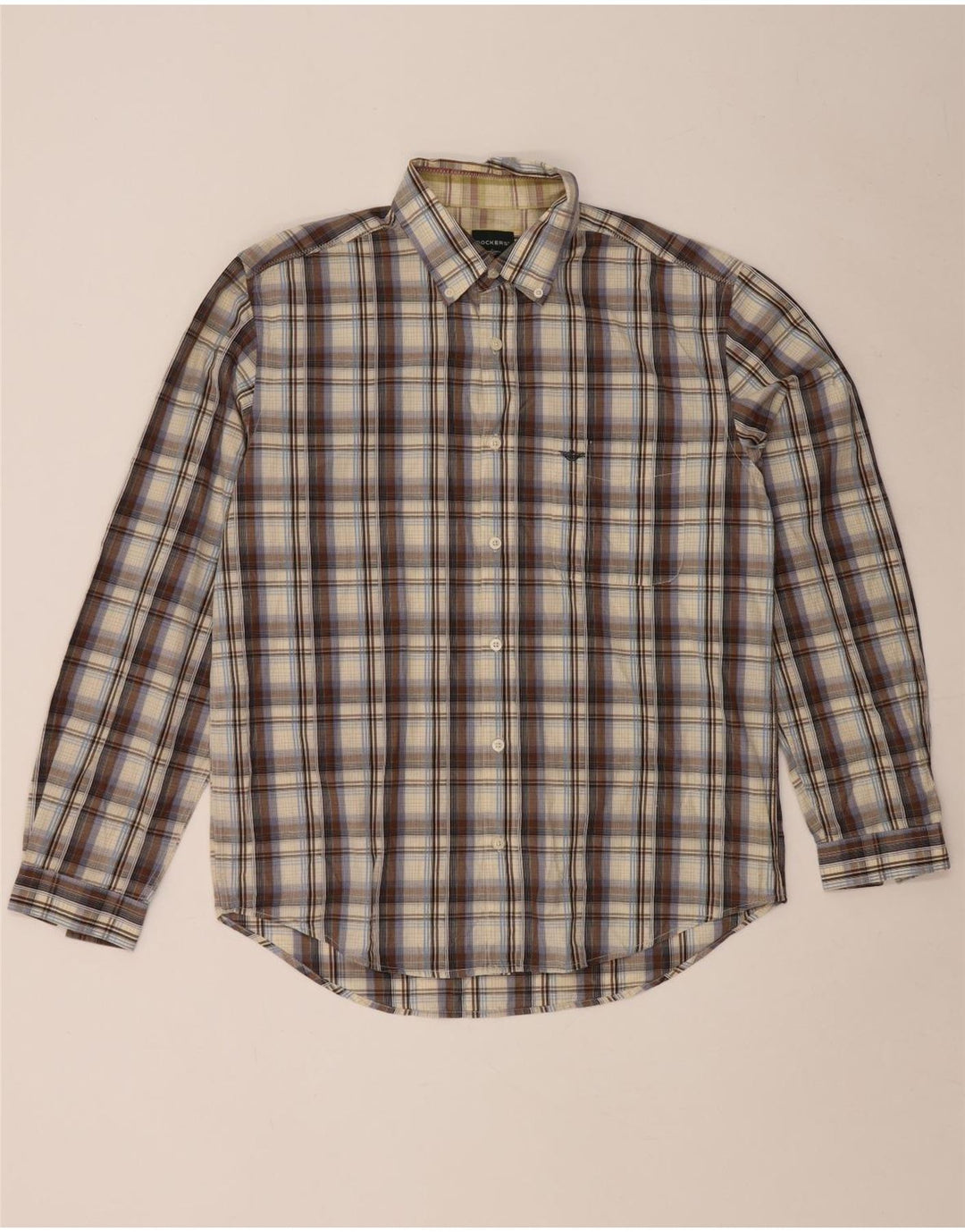 Cămașă Dockers pentru bărbați, mărimea 42/44, mare, maro, din bumbac