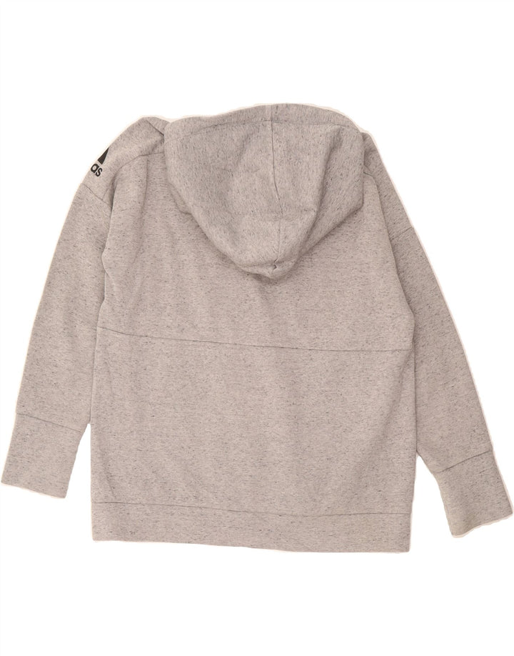 ADIDAS Womens Oversized Zip Hoodie Sweater UK 14 Medium Grey Flecked Vintage Adidas and Second-Hand Adidas from Messina Hembry 