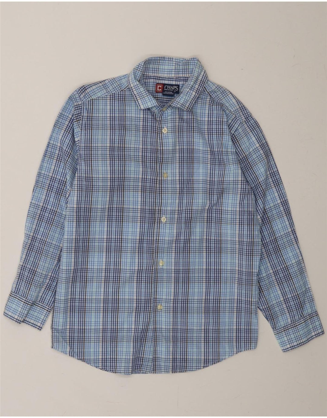 CHAPS Boys Shirt 10-11 Years Medium Blue Check Cotton Vintage Chaps and Second-Hand Chaps from Messina Hembry 