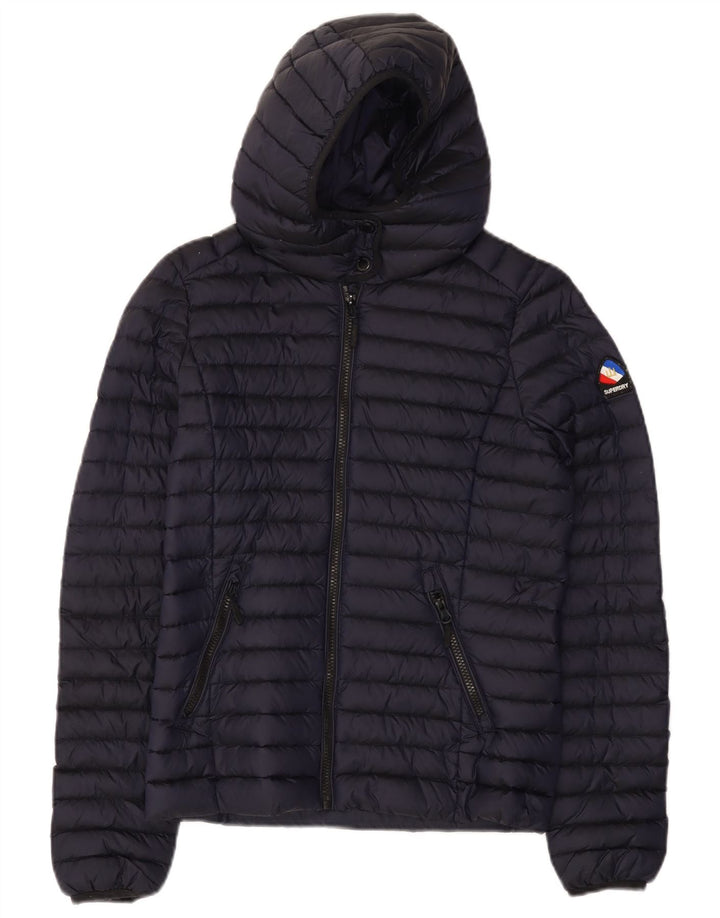 SUPERDRY Jachetă căptușită cu glugă pentru femei UK 8 Small Navy Blue Marine
