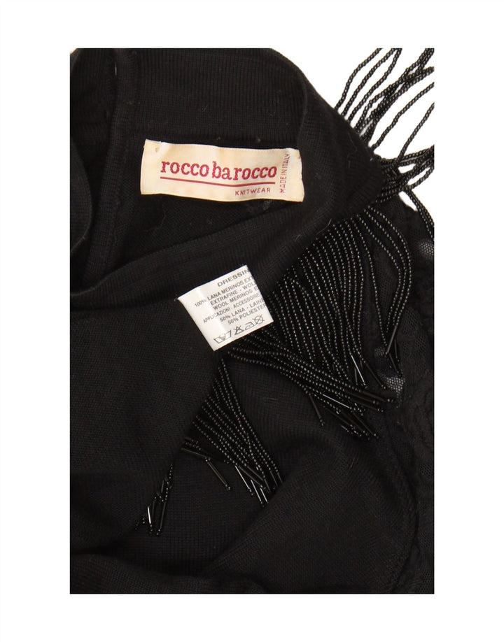 Roccobarocco Top pentru femei cu mânecă lungă UK 14 Medium Black Merinos Wool