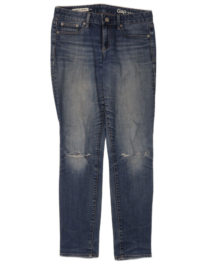 Blugi skinny obișnuiți învechiți pentru femei Gap L27 L32 Bumbac albastru