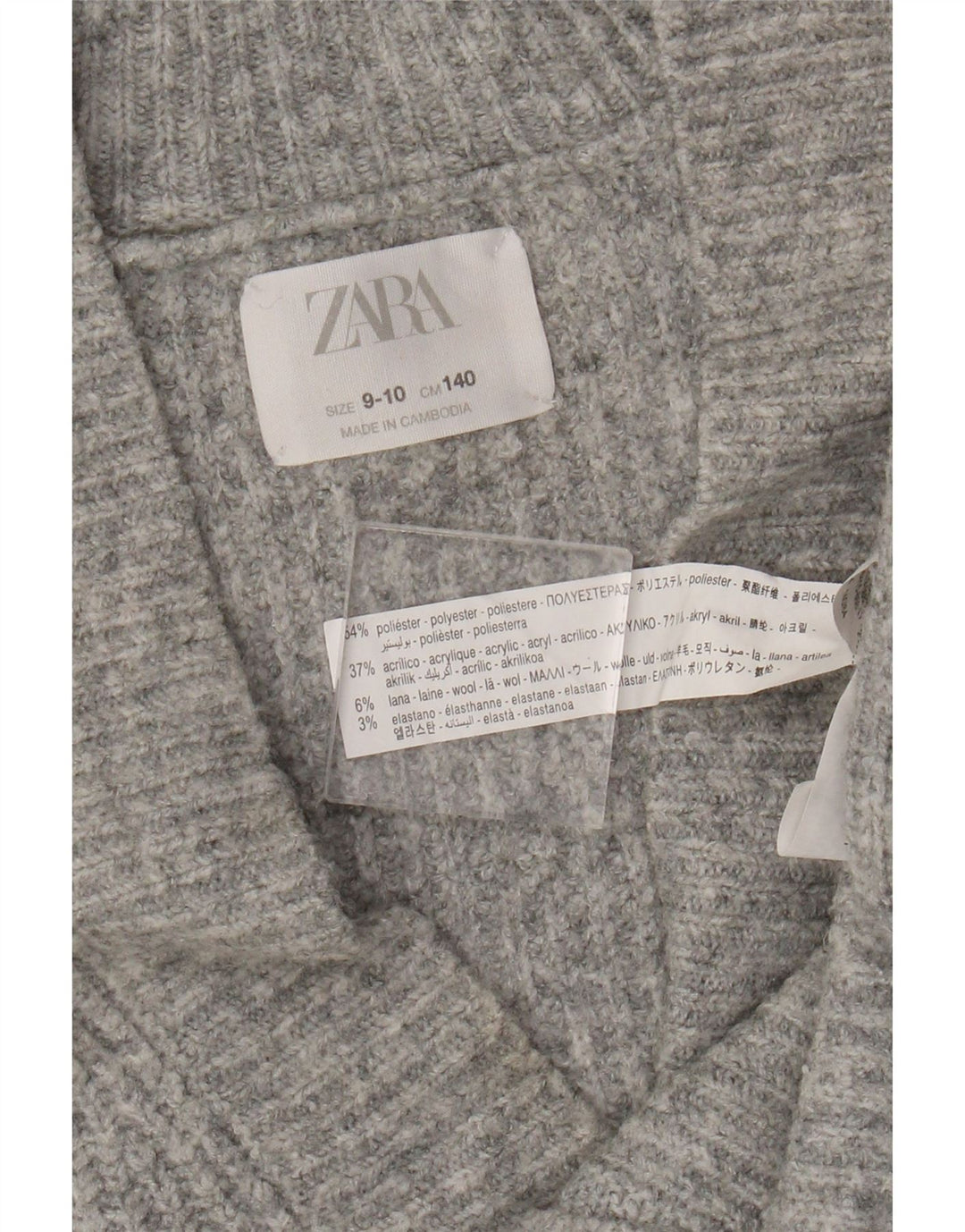 Pulover Cardigan Fete Zara 9-10 Ani Gri Poliester