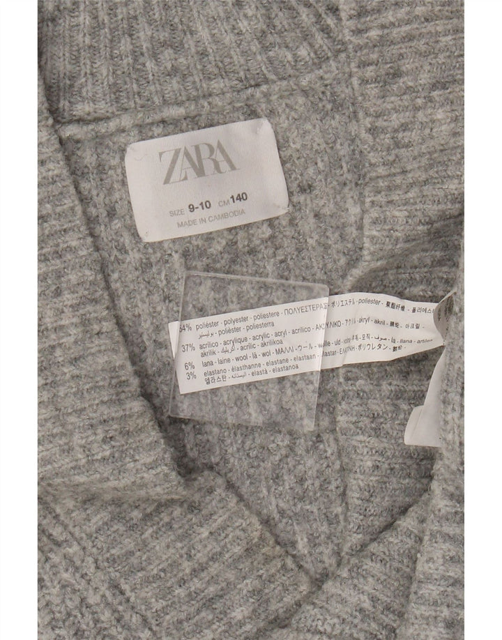 Pulover Cardigan Fete Zara 9-10 Ani Gri Poliester