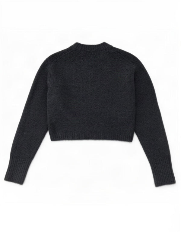 Pulover pentru femei Zara Crop Crew Deck UK 12 Medium Bleumarin Acrilic