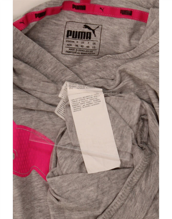 PUMA Womens Oversized Graphic Hoodie Jumper UK 12 Medium  Grey Cotton Vintage Puma and Second-Hand Puma from Messina Hembry 