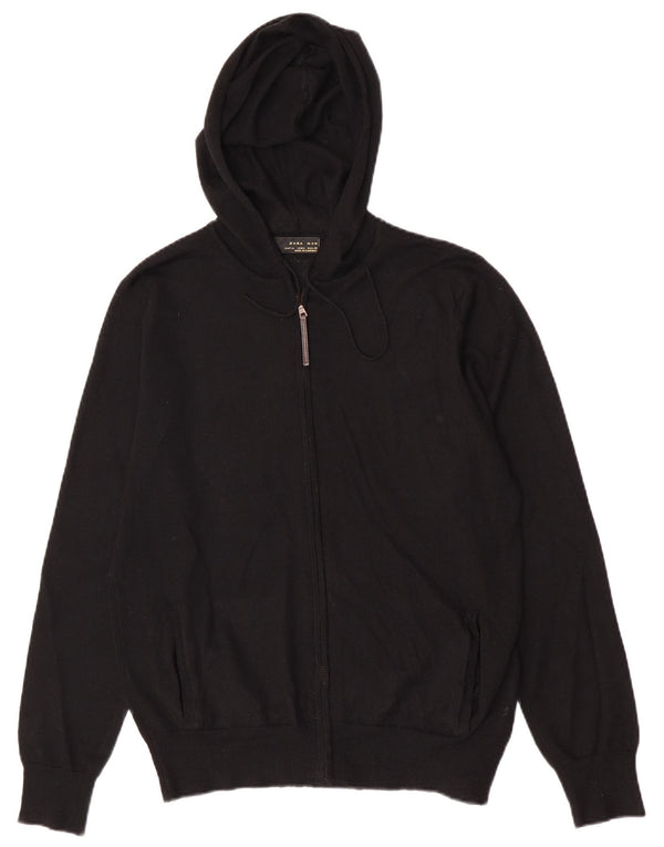 Pulover cardigan cu glugă pentru bărbați Zara, mare, negru, acrilic