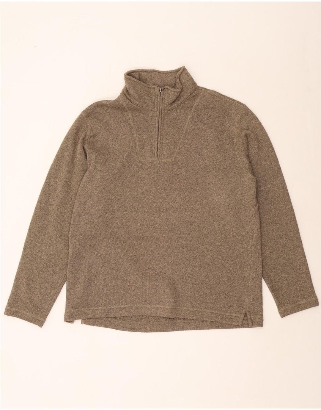EDDIE BAUER Hanorac pentru bărbați, cu fermoar, cu gât, din poliester maro mare