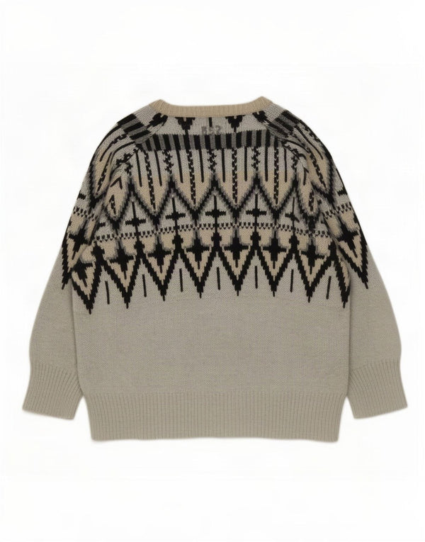 Odd Molly Pulover cu gât de barcă pentru femei UK 16 Large Grey Fair Isle