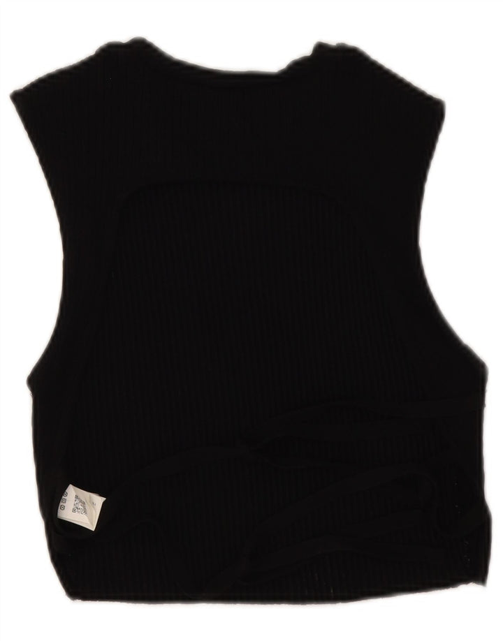 Crop Top fără mâneci pentru femei Zara UK 12, bumbac mediu negru